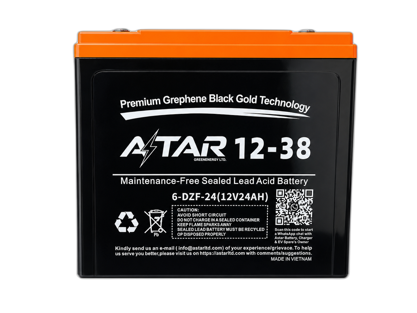 ASTAR 12-38 12V 38Ah Graphene Lead Acid Battery for Electric Scooter