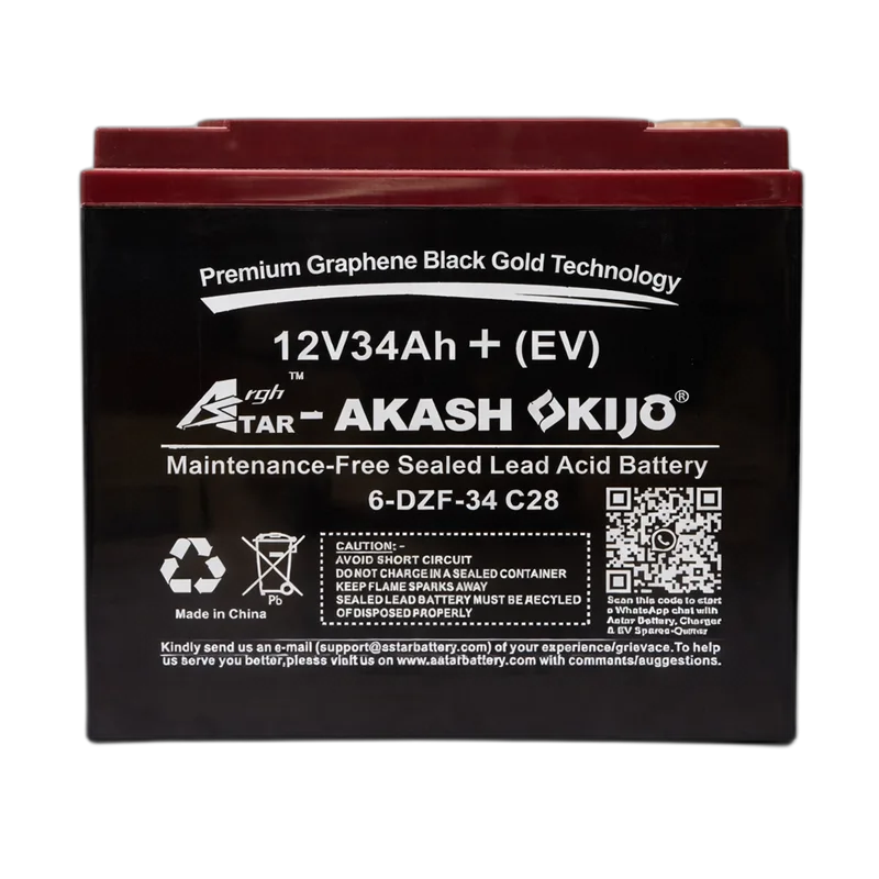 Astar 12V 34Ah Sealed Lead Acid Battery for Electric Scooter